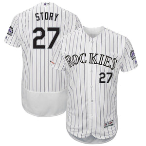 Trevor Story Colorado Rockies Majestic Road Collection Flex Base Player Jersey – Gray/White