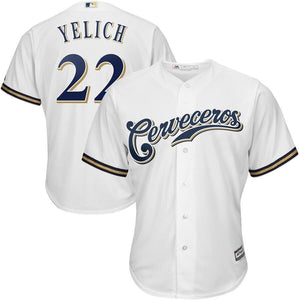 Christian Yelich Milwaukee Brewers Majestic Home Hispanic Heritage Cool Base Player Jersey - White