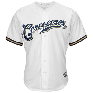 Christian Yelich Milwaukee Brewers Majestic Home Hispanic Heritage Cool Base Player Jersey - White