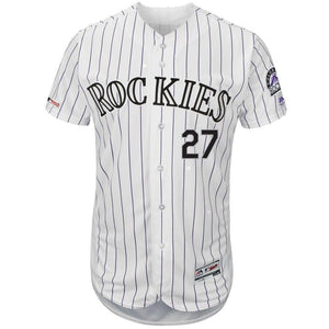 Trevor Story Colorado Rockies Majestic Road Collection Flex Base Player Jersey – Gray/White