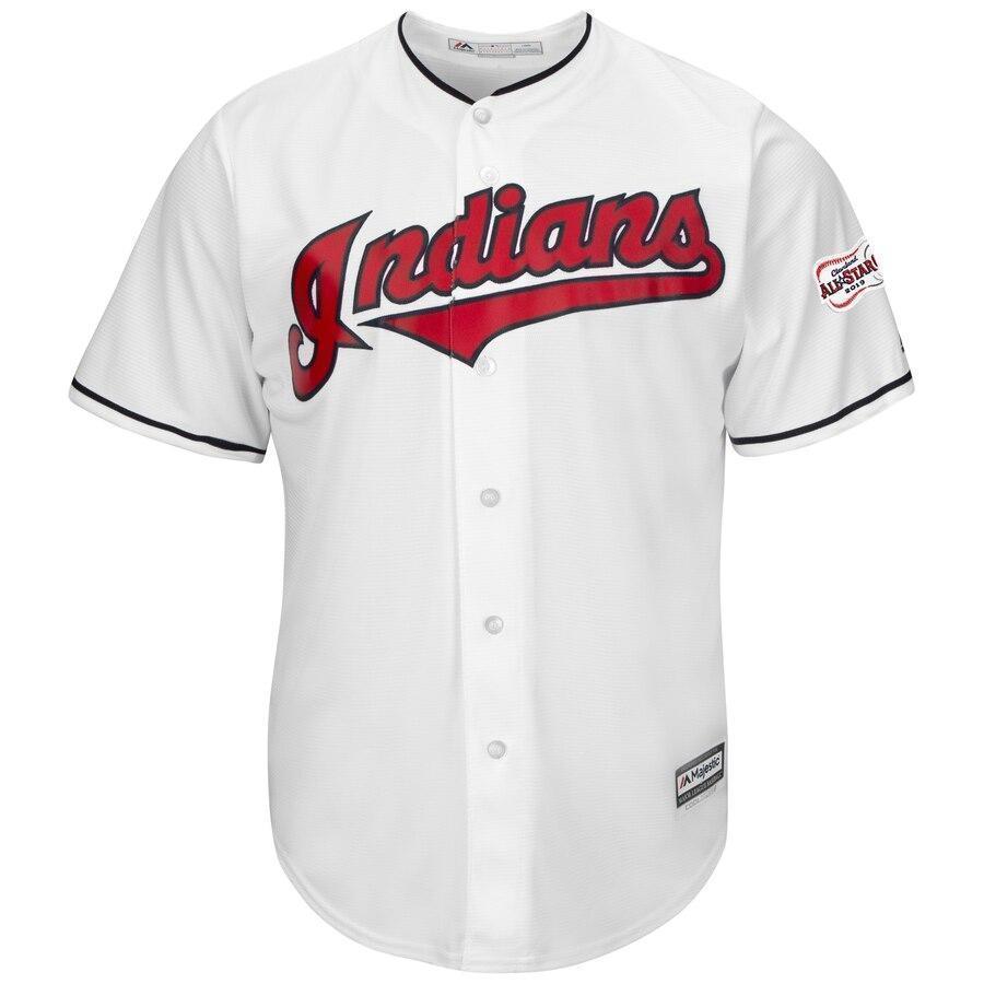 Cleveland Indians Majestic Home 2019 All-Star Game Patch Cool Base Custom Jersey – White