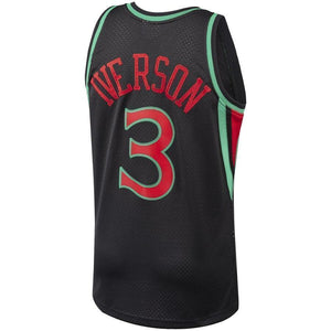 Allen Iverson Philadelphia 76ers Mitchell & Ness Hardwood Classics Christmas Swingan Collection Jersey – Black