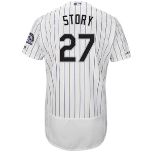 Trevor Story Colorado Rockies Majestic Road Collection Flex Base Player Jersey – Gray/White