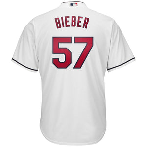 Shane Bieber Cleveland Indians Majestic Official Cool Base Player Jersey - White