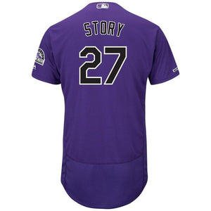 Trevor Story Colorado Rockies Majestic Alternate Collection Flex Base Player Jersey – Purple