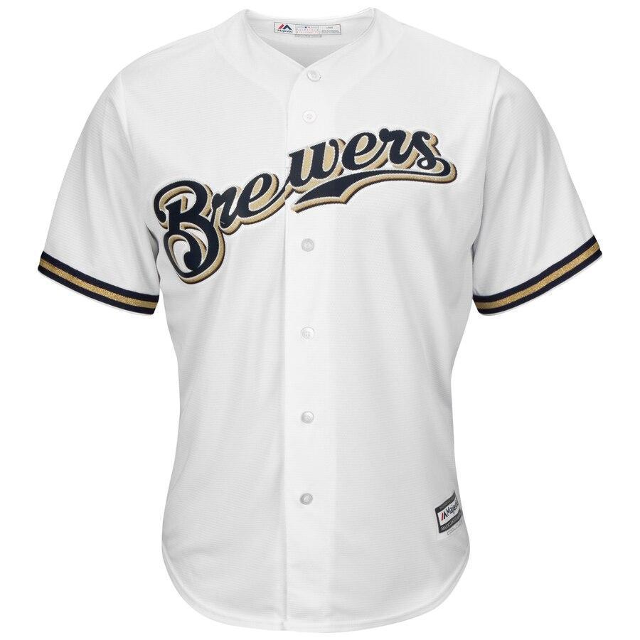 Lorenzo Cain Milwaukee Brewers Majestic Official Cool Base Player Jersey - White