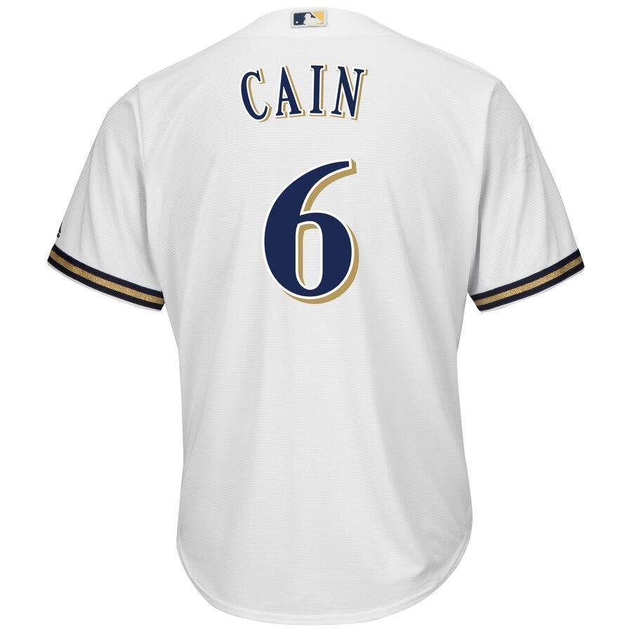 Lorenzo Cain Milwaukee Brewers Majestic Official Cool Base Player Jersey - White