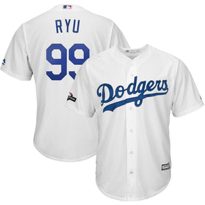 Hyun-Jin Ryu Los Angeles Dodgers Majestic 2019 Postseason Home Official Cool Base Player Jersey - White