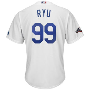 Hyun-Jin Ryu Los Angeles Dodgers Majestic 2019 Postseason Home Official Cool Base Player Jersey - White