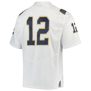 #12 Navy Midshipmen Under Armour Premier Football Jersey - White