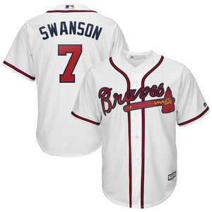 Dansby Swanson Atlanta Braves Majestic 2019 Home Official Cool Base Player Jersey - White