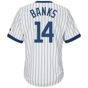 Ernie Banks Chicago Cubs Majestic Big & Tall Cooperstown Collection Cool Base Replica Player Jersey - White/Royal