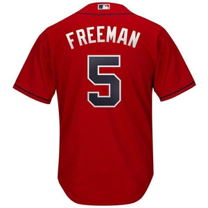 Freddie Freeman Atlanta Braves Majestic Official Cool Base Player Jersey – Gray/Red