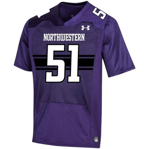 #51 Northwestern Wildcats Under Armour Replica Football Jersey - Purple