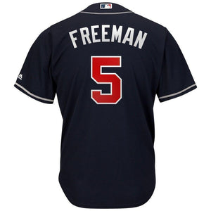 Freddie Freeman Atlanta Braves Majestic 2019 Alternate Official Cool Base Player Jersey - Navy/White