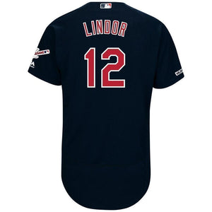 Francisco Lindor Cleveland Indians Majestic Alternate 2019 All-Star Game Patch Flex Base Player Jersey – Navy