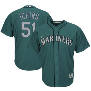 Ichiro Suzuki Seattle Mariners Majestic Official Cool Base Player Jersey - Aqua