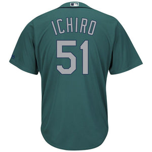 Ichiro Suzuki Seattle Mariners Majestic Official Cool Base Player Jersey - Aqua