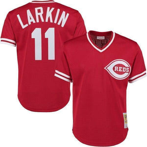 Barry Larkin Cincinnati Reds Mitchell & Ness Throwback Cooperstown Mesh Batting Practice Jersey - Red