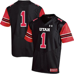 #1 Utah Utes Under Armour Team Replica Football Jersey - Black