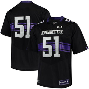 #51 Northwestern Wildcats Under Armour Premier Performance Football Jersey - Black