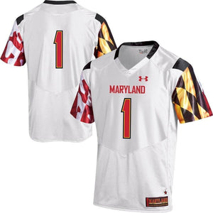 #1 Maryland Terrapins Under Armour Replica Football Jersey - White