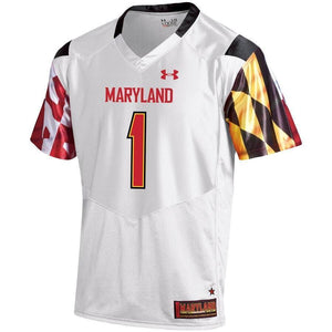 #1 Maryland Terrapins Under Armour Replica Football Jersey - White