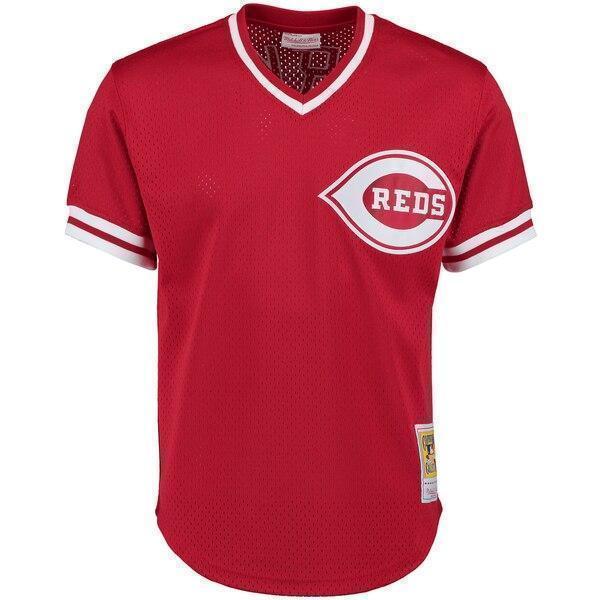 Barry Larkin Cincinnati Reds Mitchell & Ness Throwback Cooperstown Mesh Batting Practice Jersey - Red