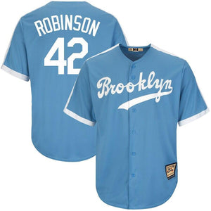 Jackie Robinson Brooklyn Dodgers Majestic Big & Tall Cooperstown Collection Cool Base Replica Player Jersey - Light Blue