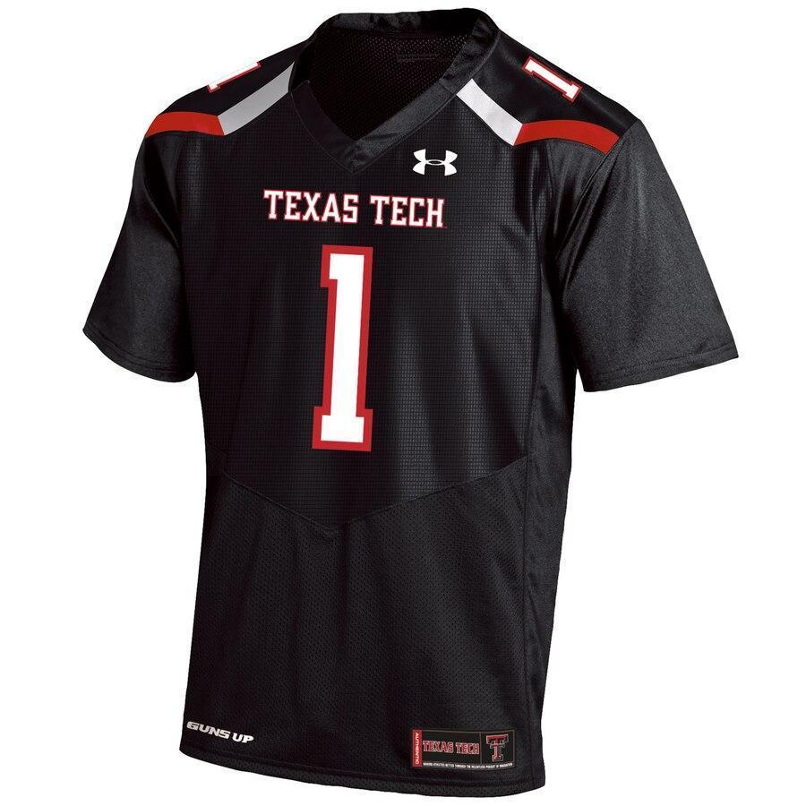 #1 Texas Tech Red Raiders Under Armour Replica Football Jersey - Black