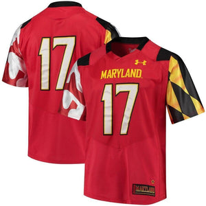 #17 Maryland Terrapins Under Armour Premier Performance Football Jersey - Red