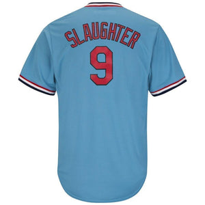 Enos Slaughter St. Louis Cardinals Majestic Cooperstown Collection Cool Base Player Jersey – Light Blue/White