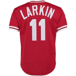 Barry Larkin Cincinnati Reds Mitchell & Ness Throwback Cooperstown Mesh Batting Practice Jersey - Red