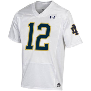 #12 Notre Dame Fighting Irish Under Armour Replica Football Jersey - White