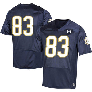 #83 Notre Dame Fighting Irish Under Armour Premier Football Jersey - Navy