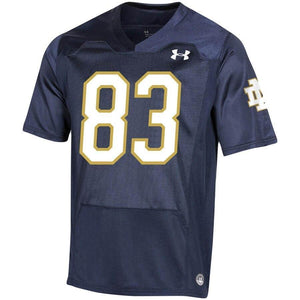 #83 Notre Dame Fighting Irish Under Armour Premier Football Jersey - Navy