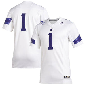 #1 Washington Huskies adidas Premier Football Jersey - White