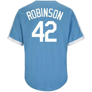 Jackie Robinson Brooklyn Dodgers Majestic Big & Tall Cooperstown Collection Cool Base Replica Player Jersey - Light Blue