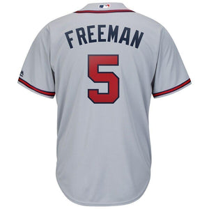 Freddie Freeman Atlanta Braves Majestic Official Cool Base Player Jersey – Gray/Red