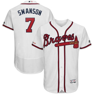 Dansby Swanson Atlanta Braves Majestic 2019 Home Collection Flex Base Player Jersey – White